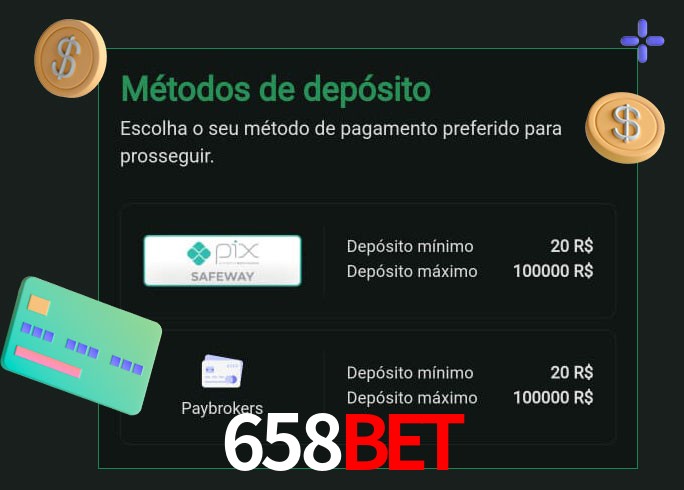 O cassino 658Bet oferece uma grande variedade de métodos de pagamento